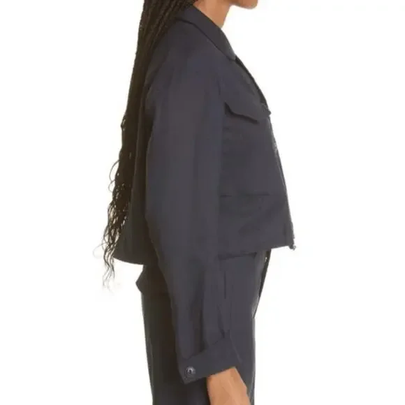 Rag & Bone Piper Linen Jacket Navy SZ L Big Pockets Adjustable Waist NWOT - Picture 4 of 11